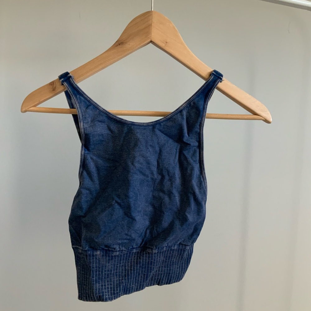 Good Karma Free People Acid Wash Blue Bra Top
